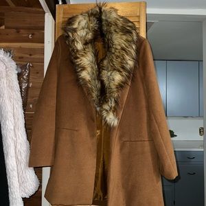 Women's fur camel coat